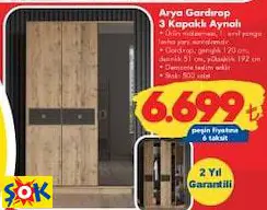 MODA LİFE ARYA GARDIROP 3 KAPAKLI AYNALI